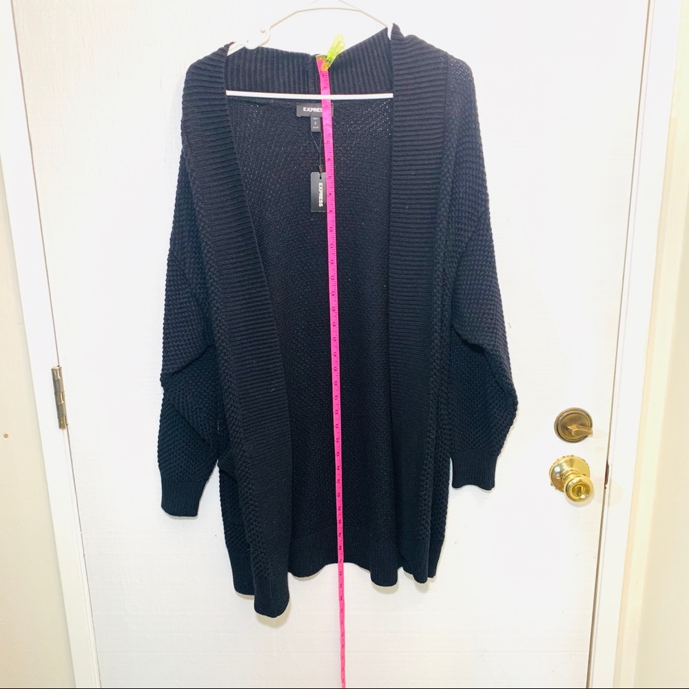 Express long black knit cardigan